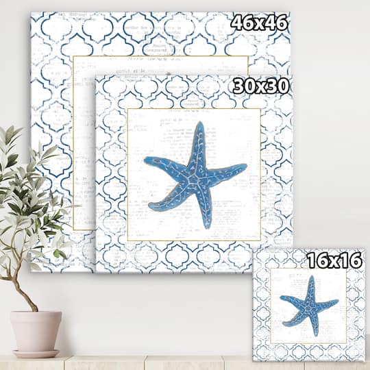 Designart - Navy Starfish with Gold